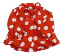 Červeno-bílý puntíkatý fleecový podšitý kabátek bpc
