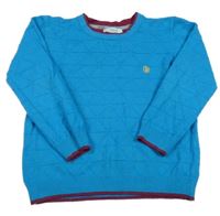 Azurový vzorovaný vlnený sveter s výšivkou Ted Baker