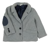Tmavomodro-bílé melírované sako s náloketníky H&M