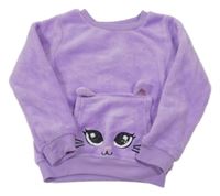 Lila chlpatá mikina s mačkou Kiki&Koko