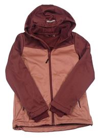 Mahagónovo-staroružová softshellová bunda s kapucňou