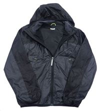 Čierno-antracitová šušťáková jarná bunda s kapucňou H&M