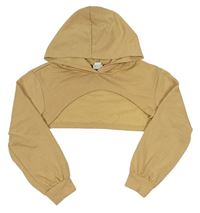 Béžová crop mikina s kapucňou Shein