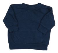 Tmavomodrá oversize mikina s klokankou Next