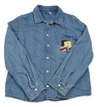 Modrá rilfová košile s nášivkou Tape Á L´oeil