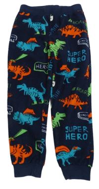 Tmavomodré fleecové kalhoty s dinosaury Bleuzoo