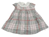 Šedo-světlerůžové kostkované šaty s límečkem Nutmeg