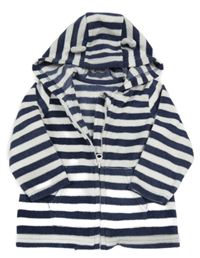 Tmavomodro-biela pruhovaná fleecová prepínaci mikina s kapucňou George