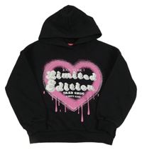 Čierna mikina s nápisom a srdiečkom a kapucňou Matalan