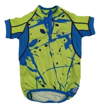 Limetkovo-modré vzorované cyklistické funkční tričko Klimatex