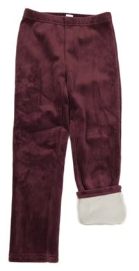 Slivkové zamatové rebrované zateplené legíny Topolino