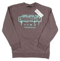 Nové - Fialovohnědá mikina s nápisem George