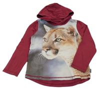 Malionovo-bílá mikina s gepardem a kapucí Jako-o