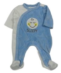 Světlemodro-bílý sametový overal se smajlíkem Smiley vel. 45