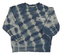 Modro-sivá batikovaná mikina s nápisom H&M