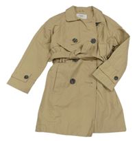 Béžový šušťákový jarný kabát s opaskom Zara