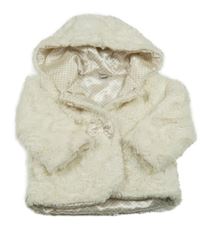 Smetanová kožešinová zateplená bunda s kapucí Tu