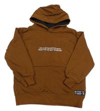 Hnedá mikina s nápisom a kapucňou H&M