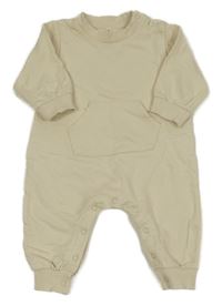 Smotanový teplákový overal s klokankou