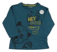 Nové - Tmavozelené triko s medvídkem Little kids