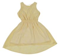 Smetanovo-žluté vzorované šifonové šaty n. Y.F.K.