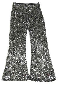 Strieborné spoločenské flare nohavice Nutmeg