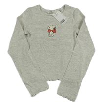 Nové - Šedé melírované žebrované crop triko se Snoopym H&M