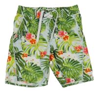 Světlemodro-zelené kvetované plážové kraťasy Cool Cat