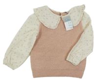 Nové - Světlerůžová svetrová vesta se všitou halenkou Primark
