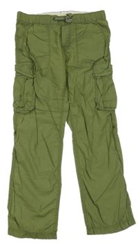 Olivové plátěné cargo kalhoty H&M