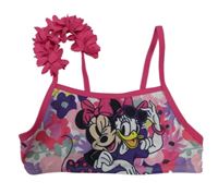Tmavorůžová plavková podprsenka s Minnie a Daisy Disney