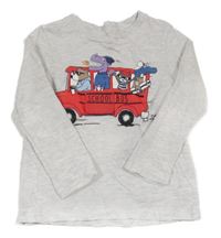 Sivé tričko s autobusom a zvířaty C&A