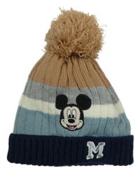 Barevná pruhovaná pletená podšitá čepice s Mickeym Disney