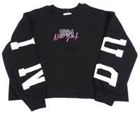 Čierna oversize crop mikina s nápismi a číslom RIVER ISLAND