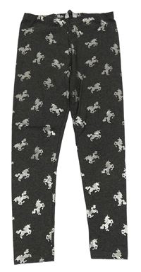 Tmavošedé melírované legíny s jednorožci PRIMARK