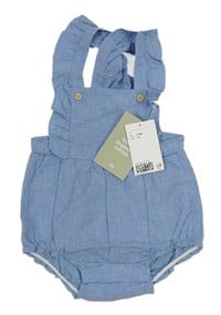 Modré melírované plátenné na traké kraťasy s volánikmi H&M