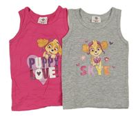 2x - Košilka s PAW PATROL - Skye - Tmavorůžová, šedá melírovaná nickelodeon