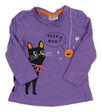 Fialové tričko s mačičkou a dýní zn so cute