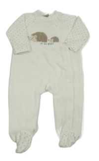 Bílý sametový overal s ježečky a puntíky Smile