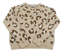 Béžovo-hnedo-biely vzorovaný melírovaný crop sveter PRIMARK