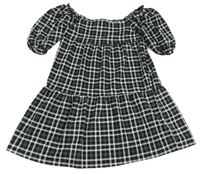 Černo-bílé kostkované mačkané šaty New Look