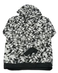 Černo-světlešedá vzorovaná mikina s kapsou a kapucí LC WaIKIKI