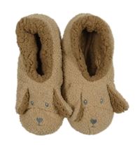 Béžové huňaté zateplené bačkory - pejsek vel. 38