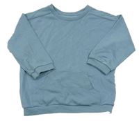 Modrošedá mikina s vreckom a žebrováním Matalan