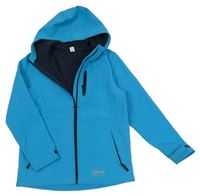 Modrá kostkovaná softshellová bunda s kapucí YIGGA