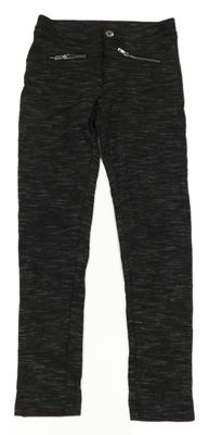 Čierne melírované tregínové nohavice so zipy H&M