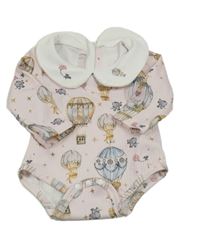 Světlerůžové žebrované body s balony a sloníky a límečkem SHEIN