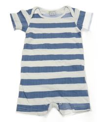 Bílo-námořnicky modrý pruhovaný kraťasový overal VERCHANT