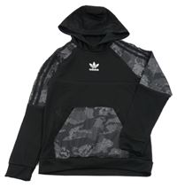 Černo-army mikina s kapsou a kapucí Adidas