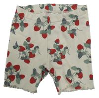 Béžové rebrované elastické kraťasy s jahůdkami H&M